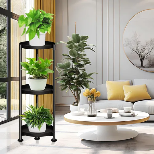 Vista 5 de SYQ Soporte para Plantas de 3 Niveles Interior Exterior - Soporte de Plantas de Metal Extra Alto de 34' para Plantas en Maceta, Soporte de Plantas