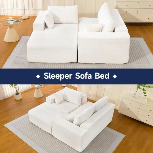 Vista 9 de Brage Living Sofá modular Cloud de 108 pulgadas, cómodo sofá modular sin hueso con asiento profundo, sofá con diván en forma de L para sala de Beige