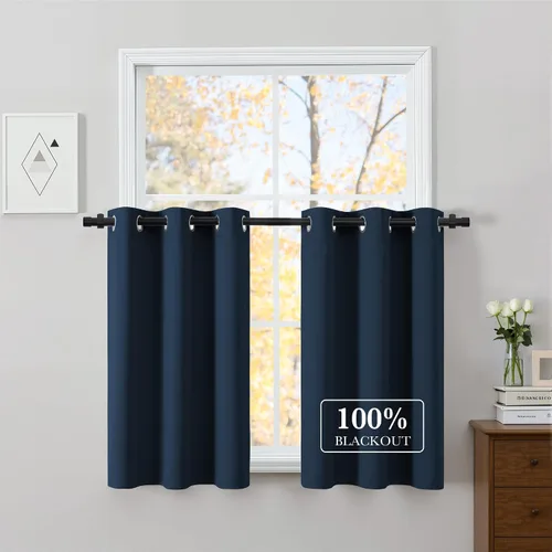 Vista 54 de NICETOWN Cortinas 100% Opacas Cortas de 36 Pulgadas de Largo para Dormitorio, Privacidad Aislamiento Térmico con Ojales Cortinas de Ventana