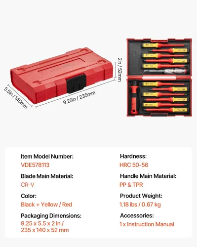 Vista 7 de Happybuy Juego de destornilladores aislados, juego eléctrico profesional de 13 piezas. Juego de herramientas eléctricas aisladas de 1000 V