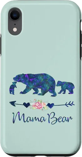 Vista 25 de Teal Blue Purple Floral Mama Bear and Two Cubs Green Mint Case for iPhone 16