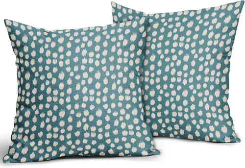 Vista 2 de Sweetshow Juego de 2 fundas de almohada de 16 x 16 pulgadas, diseño bohemio, con diseño de lunares, moderno y moderno, para exteriores, decorativas