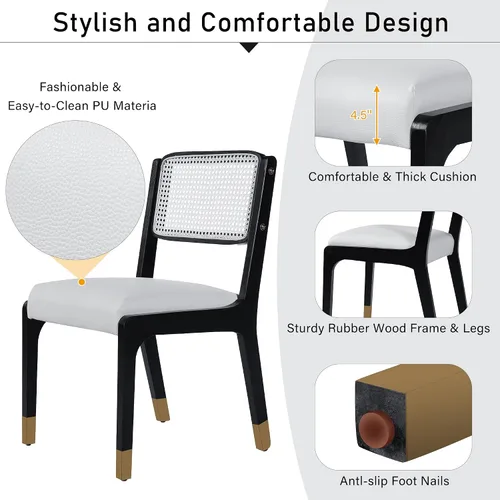 Vista 6 de Dining Chairs Set of 2 for Dining Room, Kitchen Table & Seating Chair Sets with Solid Wood Legs and Padded Seat, Modern Farmhouse Accent Side