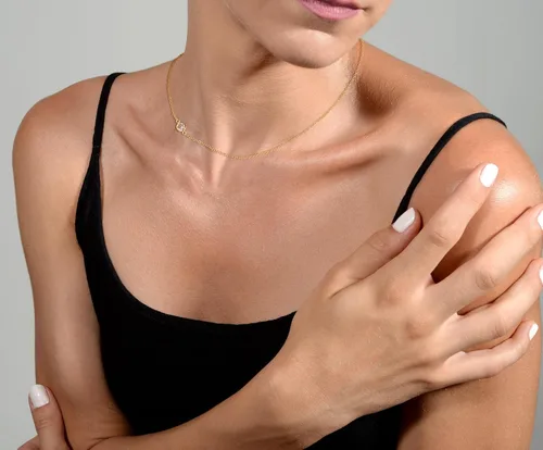 Vista 4 de TEWIKY - Collares bañados en oro de 14 quilates para llevar escalonados, cadena con dije de diamante y gargantilla con eslabones cubanos, delicado