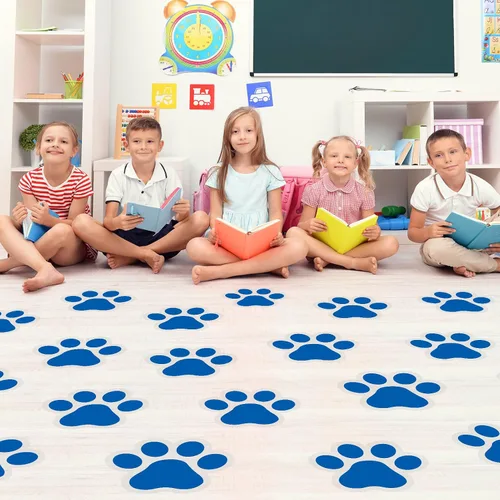 Vista 18 de ReliThick 30 Piezas Calcomanías de Suelo con Huellas de Patas 7.5" Huellas de Patas Grandes Adhesivo de Pared Autoadhesivo Calcomanía de Suelo