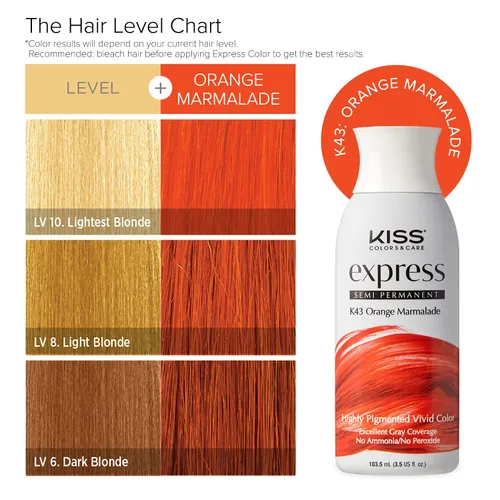 Vista 5 de Kiss Express - Tinte semipermanente para el cabello, 3.5 onzas líquidas (3.4 fl oz), paquete de 2, mermelada naranja