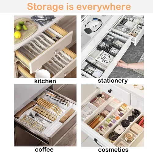 Vista 7 de Organizador de cajones de cubiertos, organizador de utensilios profundos expandible para cajones de cocina (13-22.4 x 15 pulgadas, negro)