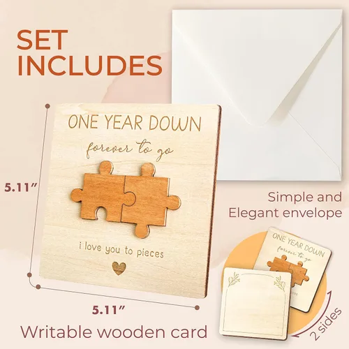 Vista 2 de STOFINITY Tarjeta de Aniversario de 1 Año para Novio Novia - Tarjetas de Feliz Primer Aniversario para Hombres, 1ª Tarjeta de Citas de Papel
