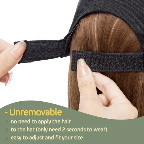 Vista 3 de S-noilite Peluca de gorra de béisbol de 6 pulgadas con peinado Bob y extensiones de cabello, gorra de béisbol recta ajustable para mujer