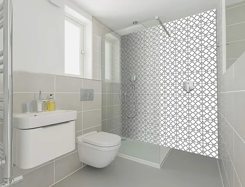 Vista 2 de Mi Alma calcomanías para azulejos en blanco y negro para despegar y pegar calcomanías de azulejos, 24 unidades, para azulejos de baño y cocina