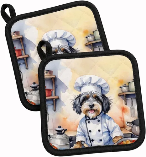 Vista 37 de Caroline's Treasures Coton de Tulear El Chef Par de Agarraderas de Ollas de Cocina Resistentes al Calor Juegos de Agarraderas de Ollas Almohadillas