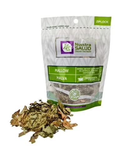 Vista 2 de Té Malva Malva - Hojas de té de hierbas de Perú - Para el mantenimiento de la buena salud - Cierre de cremallera (1.06 oz) 1.05 oz - 100% natural