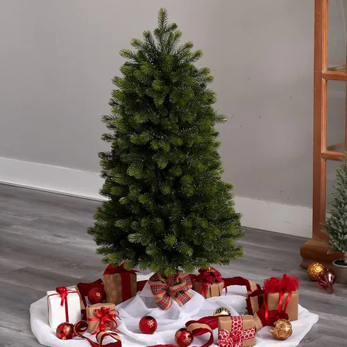 Vista 8 de Árbol de Navidad artificial de abeto de montaña de Colorado delgado de 4 pies con 150 multifunción con control remoto), micro luces LED blancas