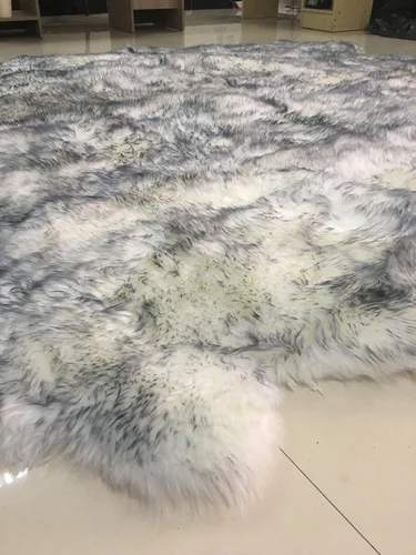 Vista 109 de HUAHOO Alfombra de piel de oveja genuina prémium Negra Real de Australia Piel de oveja natural de lujo, alfombra esponjosa de lana de cordero