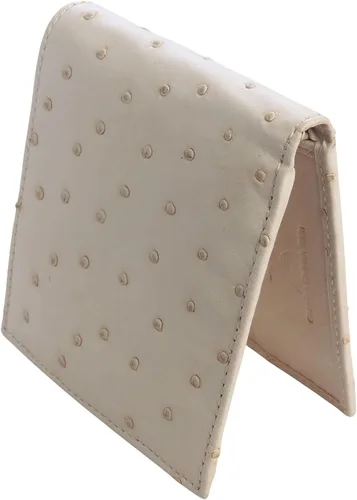 Vista 3 de Carteras de piel de avestruz auténtica, color blanco marfil