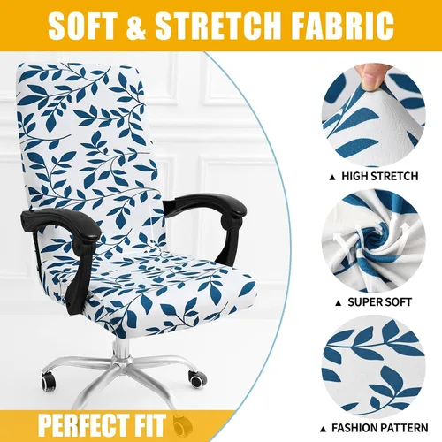 Vista 81 de Smiry fundas elásticas estampadas para silla de oficina de computadora, fundas universales para sillas giratorias de escritorio, extraíbles
