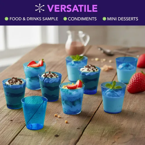 Vista 7 de Party Essentials Vasos de disparo de plástico duro de 2 onzas, azul neón, 50