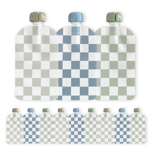 Vista 9 de Hippypotamus Bolsas reutilizables de comida para bebés para niños pequeños, sin BPA, aptas para lavavajillas y congelador, recipientes de comida