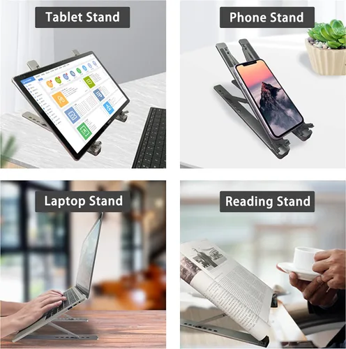 Vista 7 de Soporte portátil para computadora portátil, accesorios para laptop, ajustable, ventilado, ergonómico, de aluminio, para laptop, compatible