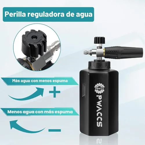 Vista 5 de PWACCS Pistola de espuma para lavadora a presión con accesorio de doble conector, cañón de espuma de pistola de lavado de energía corta y kit