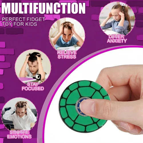 Vista 4 de Sotiff 24 piezas de tortuga verde Fidget Spinners a granel, mini juguetes