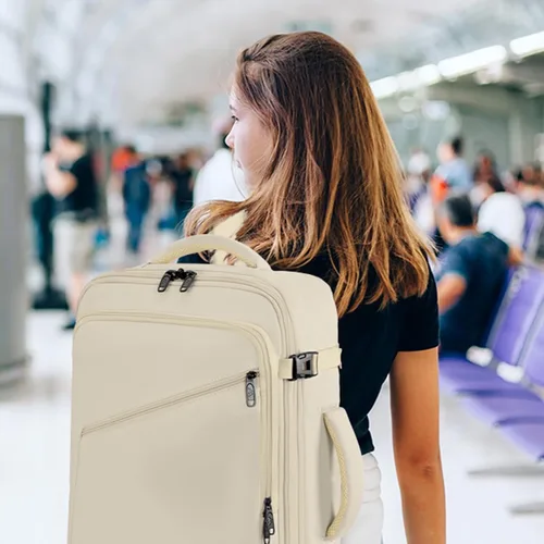 Vista 8 de MATEIN Mochila de viaje grande para mujer, mochila ligera de mano y correas de hombro ocultas, mochilas antirrobo impermeables para vuelo, mochilas