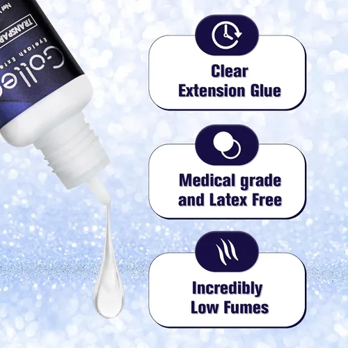 Vista 6 de Pegamento de extensiones de pestañas transparente para extensiones de pestañas, (0.17 onzas líquidas/0.2 fl oz), 1-2 S, secado rápido/retención 6