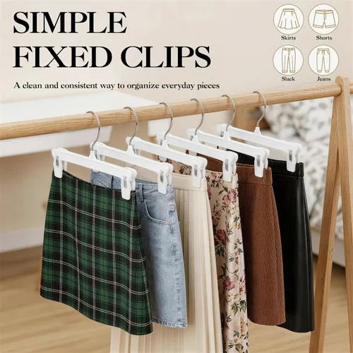 Vista 7 de Perchas para falda Smartor Perchero para pantalones con clips Disponible en paquetes de 10, 30, 60 Ahorro de espacio Duraderas Clips