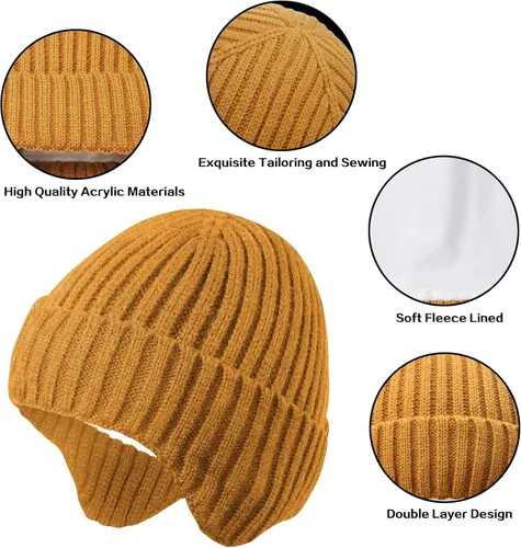 Vista 4 de MaxNova Gorro de invierno para bebé, gorro de punto con orejeras para niños y niñas de 0 a 8 años