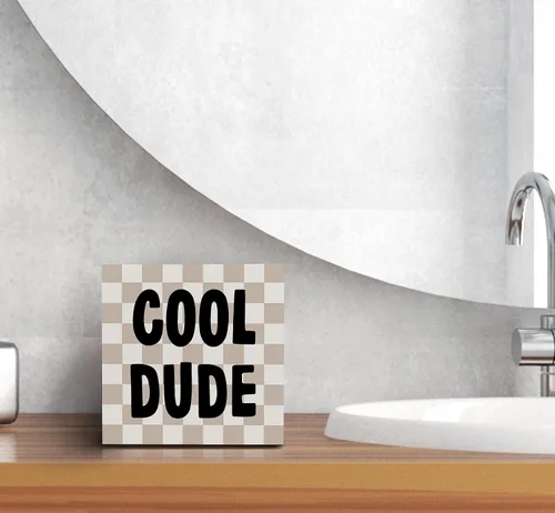Vista 6 de SRADMO Cool Dude - Letrero de madera para escritorio, caja de madera boho, beige, preppy, decoración para adolescentes, niños, dormitorio