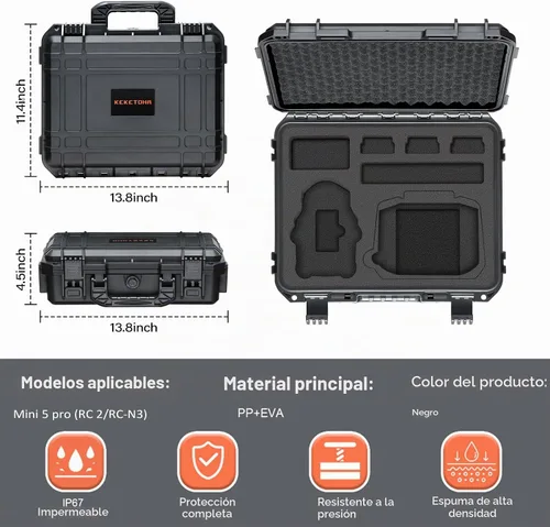 Vista 4 de Funda para DJI Mini 5 Pro Drone - Caja de transporte impermeable para Fly para RC 2/RC-N3