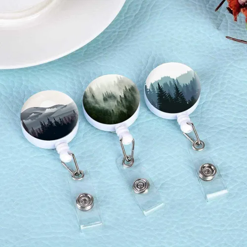 Vista 5 de Carrete de insignias, lindo soporte retráctil con clip de cocodrilo, clip decorativo con nombre de enfermera en tarjetero de identificación