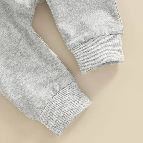 Vista 7 de VISGOGO Conjunto de ropa de otoño e invierno para bebé niño, sudadera de manga larga con estampado de letras + pantalones, 2 piezas
