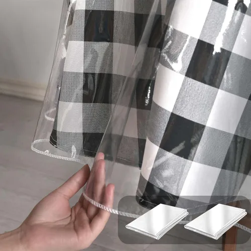 Vista 10 de Hiasan - Mantel rectangular de plástico transparente 100% impermeable, a prueba de aceite, resistente a las manchas, lavable, protector de mesa