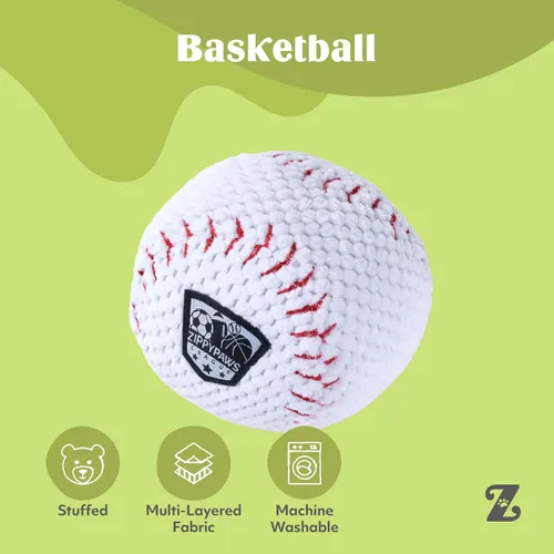 Vista 4 de ZippyPaws SportsBallz - Juguetes chirriantes para perros para mantenerlos ocupados, divertido peluche para perros pequeños, medianos y grandes