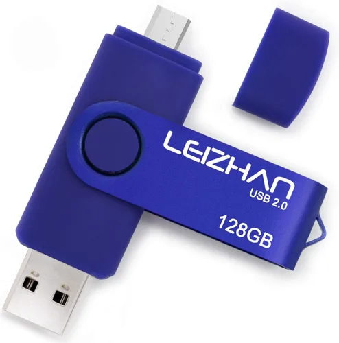 Vista 9 de 32 GB OTG USB Flash Drive 64 gb128gb Pendrive de metal para teléfono inteligente Android Micro USB Pen Drive USB 2.0 para Samsung, Huawei, Púrpura