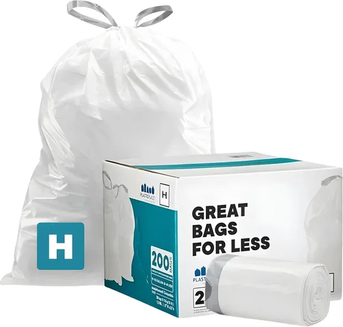 Vista 5 de Plasticplace Bolsas de basura de ajuste personalizado, compatibles con paquetes simplehuman Code H, forros de basura blancos con cordón de 8 a 9