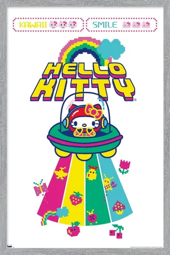 Vista 13 de Trends International Hello Kitty: 22 Kawaii Arcade - Póster de pared de alienígena, 22.4 pulgadas de largo x 14.7 W, versión enmarcada de madera