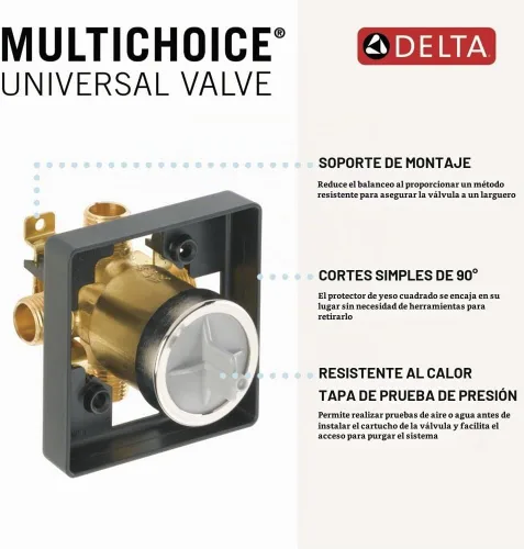 Vista 2 de Delta Faucet R10000-UNWS MultiChoice - Cuerpo de válvula universal para bañera y ducha para juegos de molduras de grifo de bañera