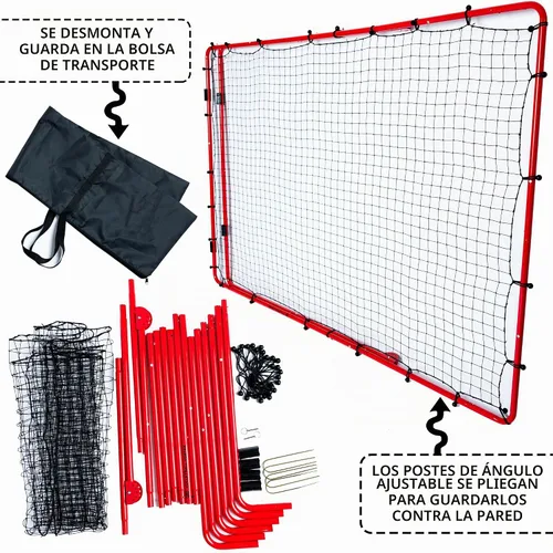 Vista 9 de Red de rebote para voleibol - 7' x 5' Red de práctica de voleibol ajustable para mejorar el golpe, el saque y el servicio - Equipo de entrenamiento