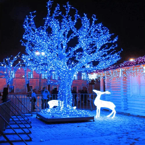 Vista 8 de JMEXSUSS Paquete de 2 tiras de 200 luces LED solares/2 paquetes de 100 luces LED color azul