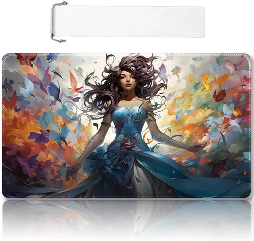 Vista 53 de Tapete de juego MTG cosido de alta calidad con zonas y respaldo de goma antideslizante, tapete de juego TCG para MTG y otros juegos de cartas, Dkt