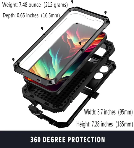 Vista 7 de Lunivop Funda compatible con iPhone 15 Pro Max de 6.7 pulgadas 2023, protección resistente, a prueba de polvo, resistente de metal de grado militar