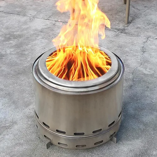 Vista 8 de ROOMTEC Fogata sin humo de 15 pulgadas, hoguera portátil de leña con soporte y bolsa, hoguera fácil de limpiar con cenicero extraíble, chimeneas