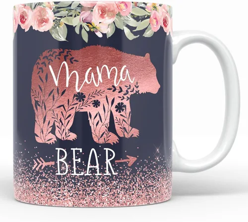 Vista 8 de YouNique Designs Taza de mamá oso, 11 onzas, taza para mamá, taza de mamá oso, taza de café única para el día de la madre de hija e hijo, Best Mom
