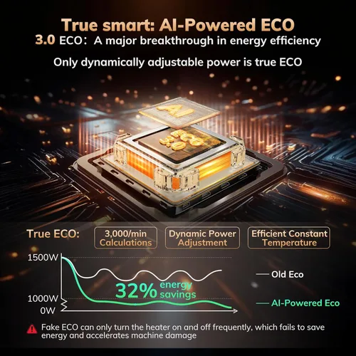 Vista 6 de Calentadores de espacio AEOCKY recién actualizados para uso en interiores, calentador eléctrico de metal de 1500 W con termostato AI, calentador