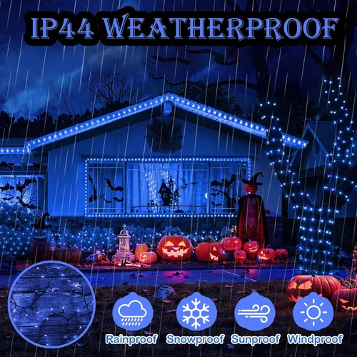 Vista 3 de Decute - Tira de luces de Navidad, impermeable, 300 LED, 105 pies, certificado UL con enchufe de extremo a extremo, 8 modos, guirnalda de luces
