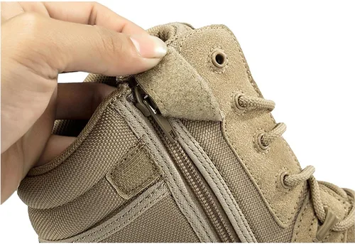 Vista 5 de Botas tácticas militares para hombre, ligeras, botas de combate para motocicleta, botas de trabajo, botas de desierto