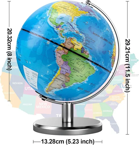 Vista 2 de Globo del mundo iluminado de 8 pulgadas con luz nocturna de constelación, globo educativo iluminado para niños y adultos, globos de aprendizaje