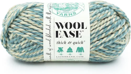 Vista 146 de Lion Brand Yarn - Ovillo de lana Wool-Ease Thick & Quick color fuerza aérea Super Bulky Wool Acrylic Blend Fiber for Soft Hats, Sweaters, Chunky